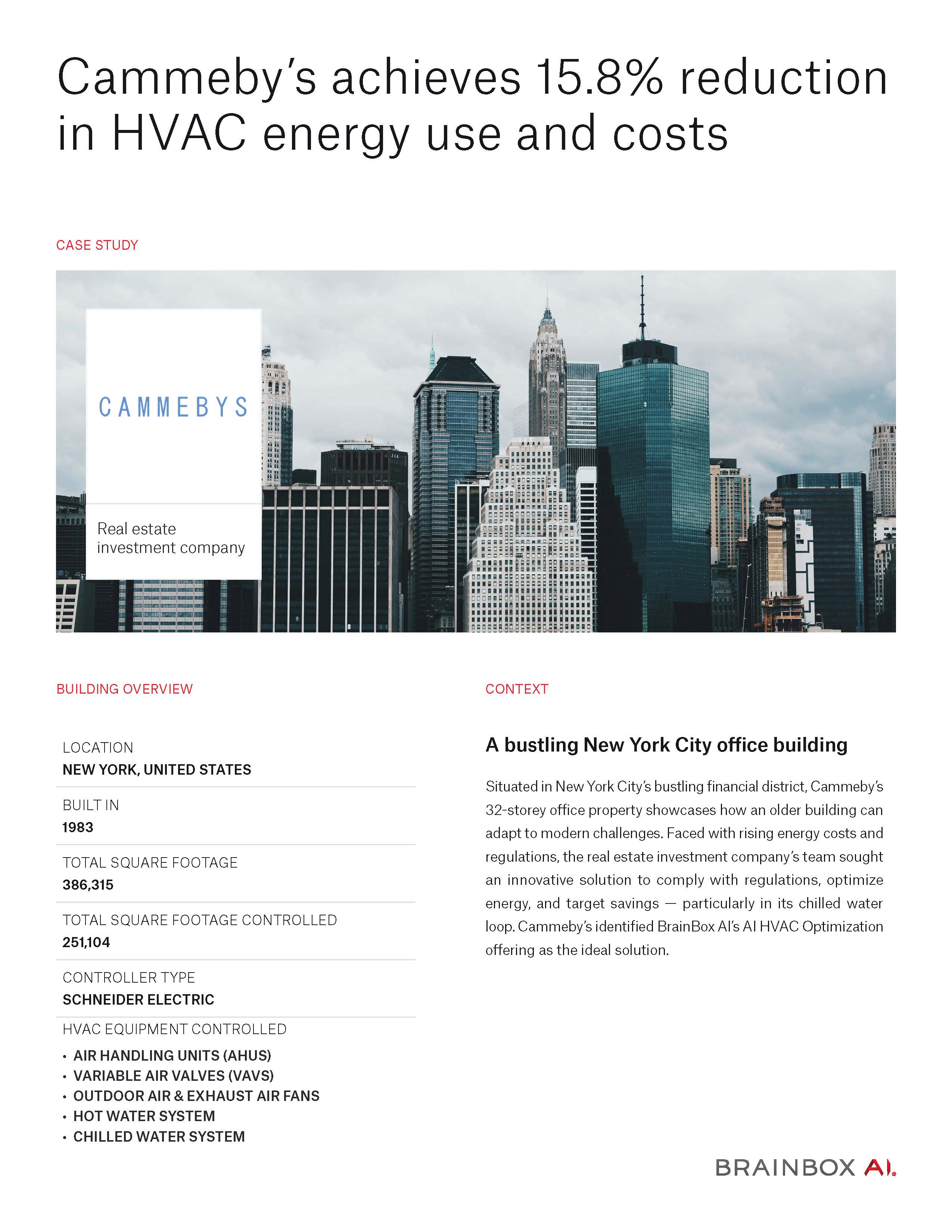 Cammeby’s International achieves 15.8% reduction in HVAC energy use and